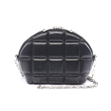 BOTTEGA VENETA Padded Half Moon Shoulder Bag 593165 leather Black Used Women