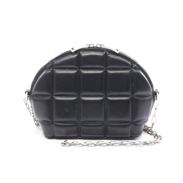 BOTTEGA VENETA Padded Half Moon Shoulder Bag 593165 leather Black Used Women