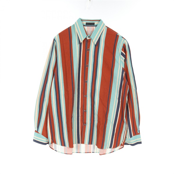 PRADA tops shirt SC568 cotton Blue Brown Multicolor Used