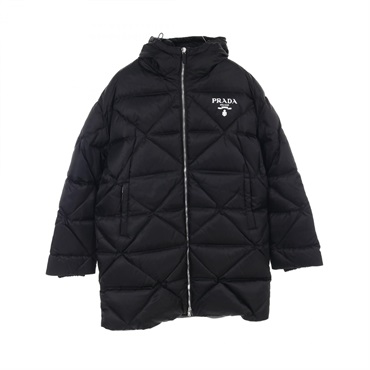 PRADA RE-NYLON Hooded Down jacket Nylon Black Used mens #L