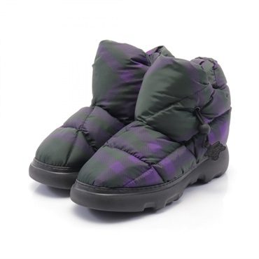BURBERRY Check Pillow Boot polyester Black Purple #39 Used Women