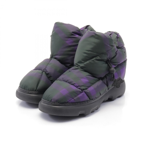 BURBERRY Check Pillow Boot polyester Black Purple #39 Used Women