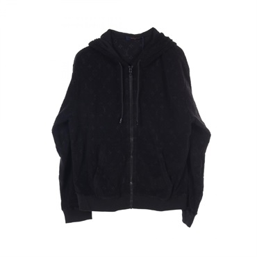 LOUIS VUITTON Monogram French Terry Hoodie RM232Q cotton Black Used mens L