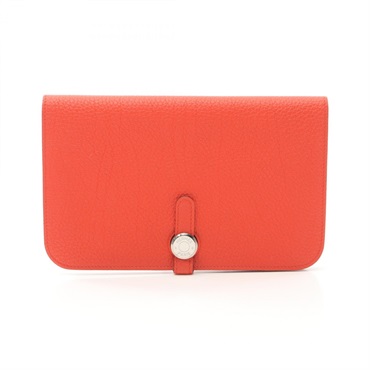 HERMES Dogon GM Bifold purse wallet T Togo leather Rouge pivoine Used SHW