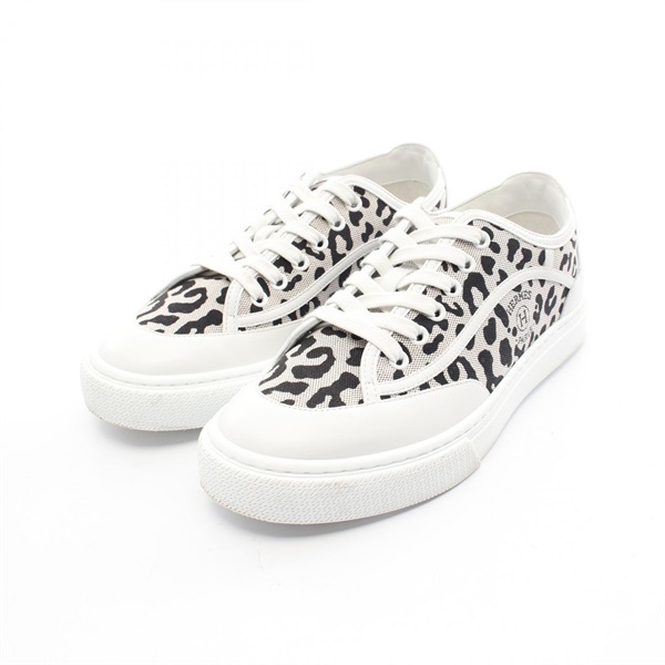 HERMES Get Plus Noir sneakers #37 shoes H242151Z canvas leather White Black