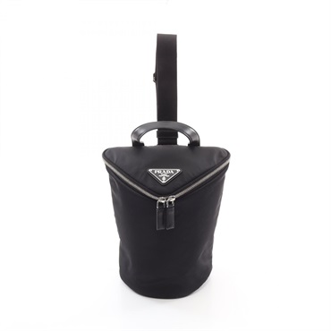 PRADA TESSUTO + VITELLO Re-Nylon Backpack Shoulder Bag 2VZ096 Black Used unisex