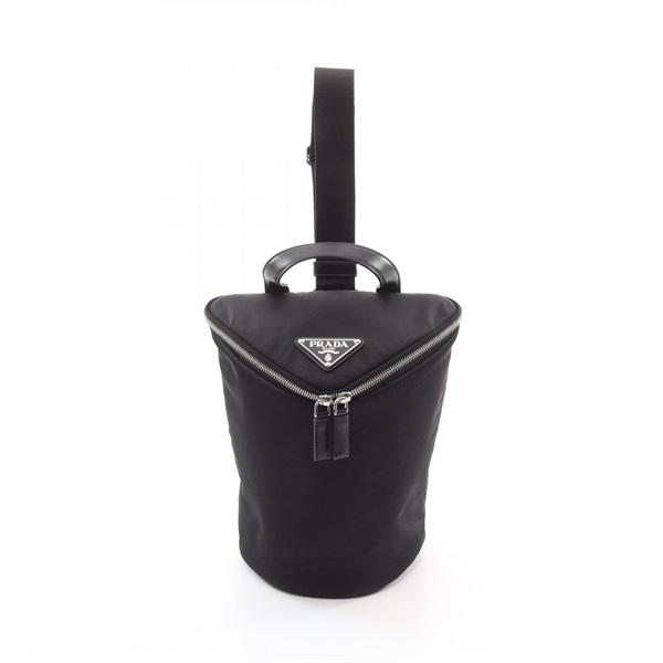 PRADA TESSUTO + VITELLO Re-Nylon Backpack Shoulder Bag 2VZ096 Black Used unisex