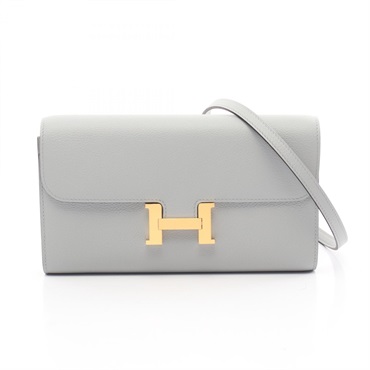HERMES constance long to go Shoulder crossbody Bag W Evercolor Blue glacier GHW