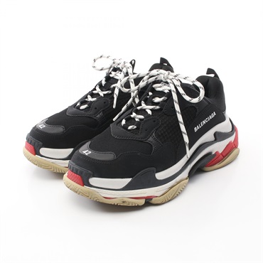 BALENCIAGA TRIPLE S Sneakers shoes 533882 leather Fabric Black Used mens #42