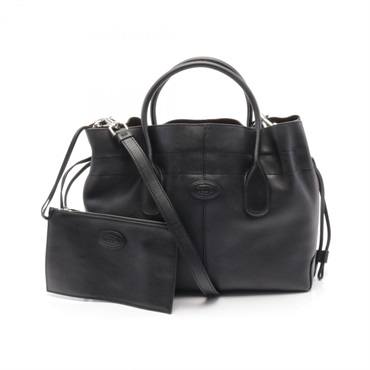 TOD'S DI Drawstring Small 2way Shoulder Handbag leather Black Used crossbody
