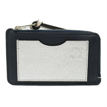 LOEWE Anagram Coin Card Holder Purse C660Z40X08 Leather Navy Used Women