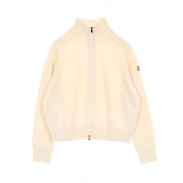 MONCLER cardigan Zip up jacket 9B72300 wool cashmere Beige Used Women size L