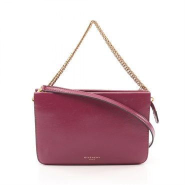 GIVENCHY CROSS3 2way Chain Shoulder Handbag leather Purple Used Women GHW