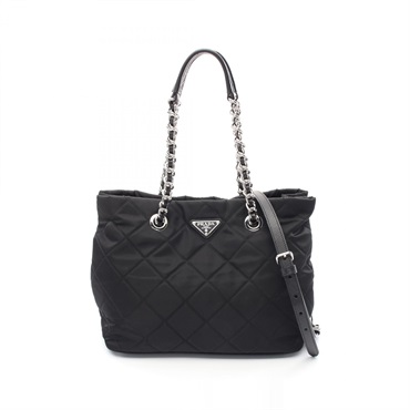 PRADA TESSUTO IMPUNTU 2way Tote Bag 1BG740 Nylon Saffiano leather Black Used