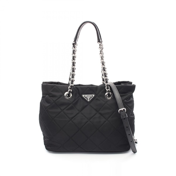 PRADA TESSUTO IMPUNTU 2way Tote Bag 1BG740 Nylon Saffiano leather Black Used