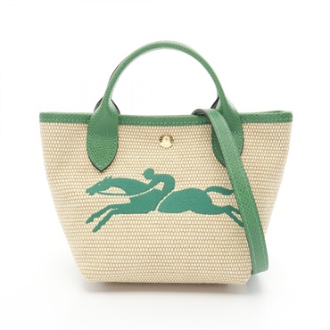 Longchamp Le Pliage Paris XS 2way Handbag 10162HYT129 leather Raffia Beige Green