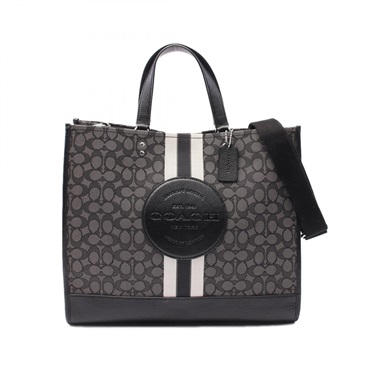 COACH DEMPSEY 2way shoulder TOTE 40 Bag C1548 canvas leather Gray Black Used