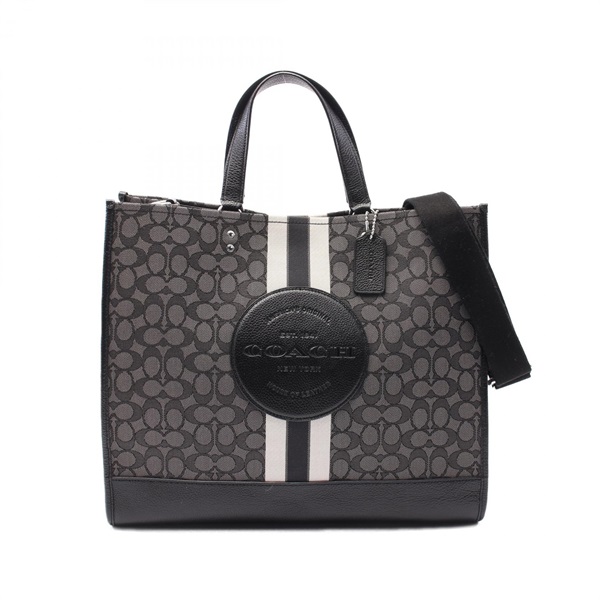 COACH DEMPSEY 2way shoulder TOTE 40 Bag C1548 canvas leather Gray Black Used