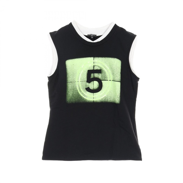CHANEL No.5 Logo Tank top #36 P70679 cotton Black Green Used COCO