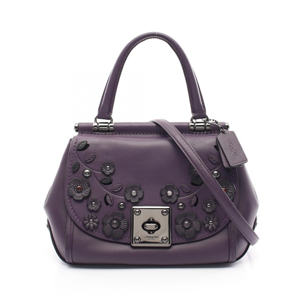 COACH Drifter Top Handle Satchel 2way shoulder Handbag 54079 leather Purple Used