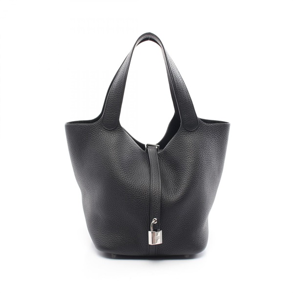 HERMES Picotin Lock MM Handbag Taurillon Clemence leather Black Used Women C GHW