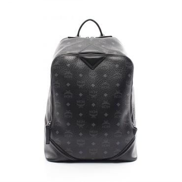 MCM Duke Visetos Medium Rucksack Backpack PVC coated canvas Black Used mens