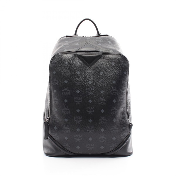 MCM Duke Visetos Medium Rucksack Backpack PVC coated canvas Black Used mens