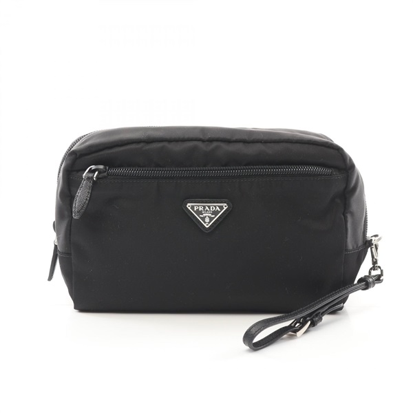 PRADA Pouch purse 1NE693 Nylon Saffiano leather Black Used