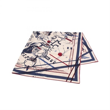 HERMES Carre140 CONCOURS D'ETRIERS Scarf silk cashmere Beige Used Women