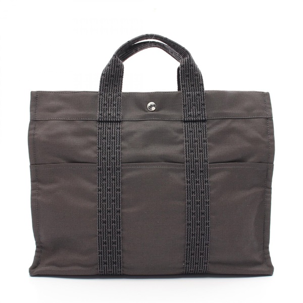 HERMES Herline MM Tote hand Bag canvas Gray Used SHW