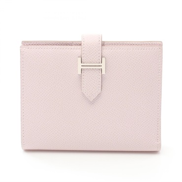 HERMES BEARN Compact Bi-fold wallet leather Pink mauve pail Used Women U SHW