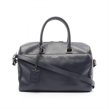 SAINT LAURENT PARIS classic duffel 6 2way Handbag 322049 leather Navy Used women