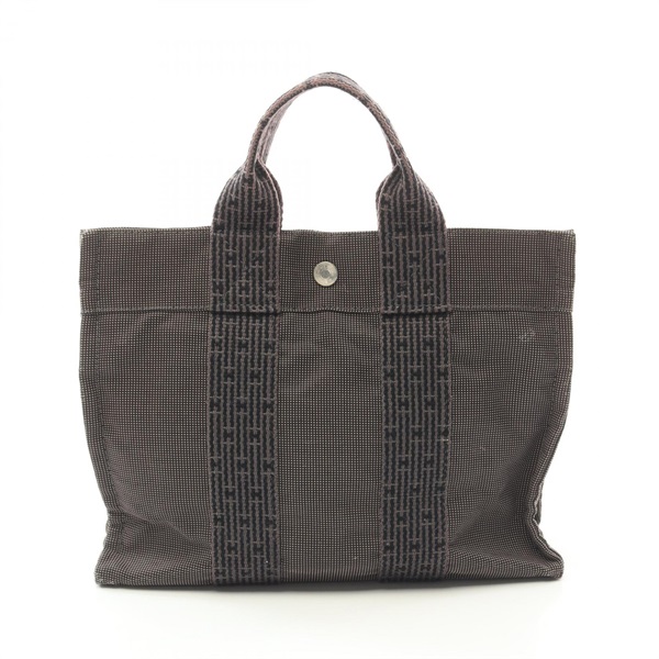 HERMES Herline PM Tote Hand Bag Nylon canvas Gray Used Women SHW