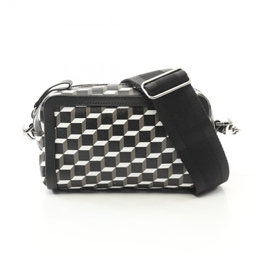 PIERRE HARDY MAX CUBE BOX Shoulder Bag canvas leather Black white Used unisex