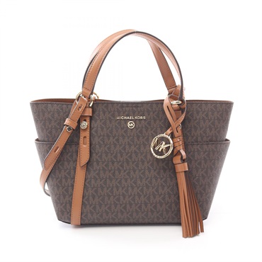 Michael Kors 2way Handbag 30T0GNXT0B PVC coated canvas leather Brown Used Women