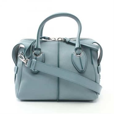 TOD'S D-styling 2way Shoulder Handbag leather Blue Used Women crossbody