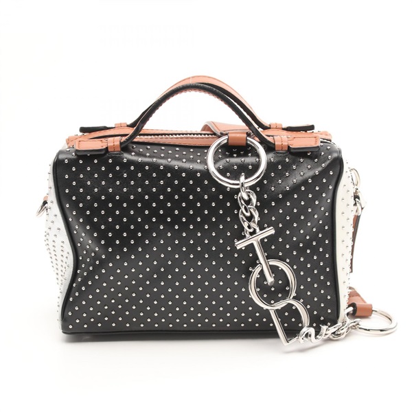 TOD'S Gommino Logo Chain 2way Handbag leather Black Brown White Used Women SHW