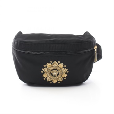 VERSACE Medusa Waist bag Crossbody Nylon Black Used Women