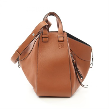 LOEWE Hammock Medium 2way shoulder Handbag leather Brown Used Women