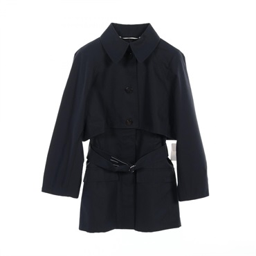 HERMES Trench short coat #34 vest Nylon cotton Navy Used Women