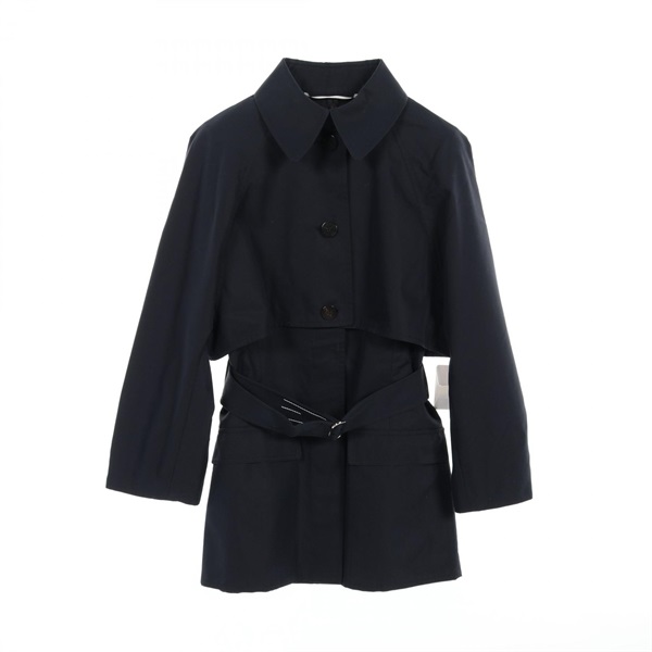 HERMES Trench short coat #34 vest Nylon cotton Navy Used Women