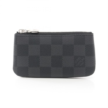 LOUIS VUITTON Pochette Cle coin purse N60155 Damier graphite canvas Black Used