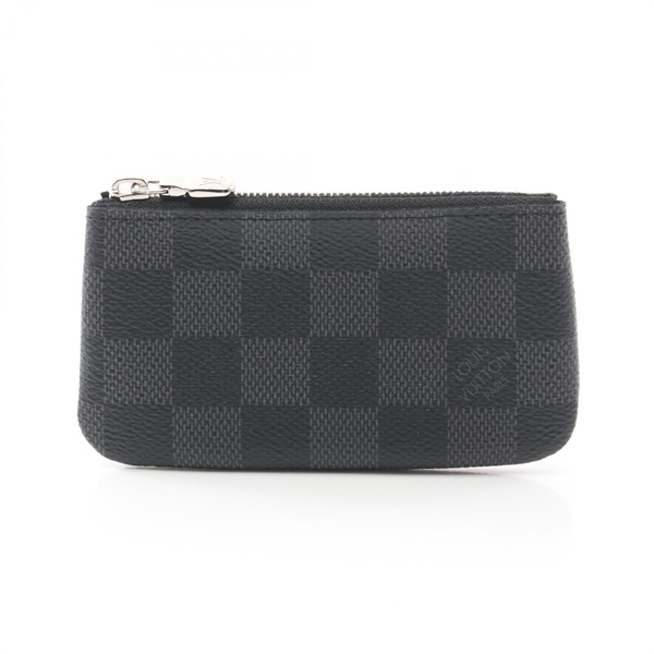 LOUIS VUITTON Pochette Cle coin purse N60155 Damier graphite canvas Black Used