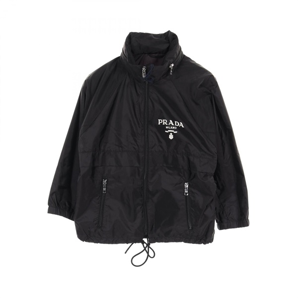 PRADA Re-Nylon blouson jacket #44 hoodie recycled polyamide Black Used