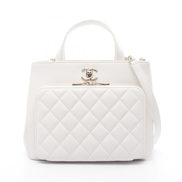 CHANEL Business Affinity Matelasse 2way Shoulder Bag A93750 leather White Used