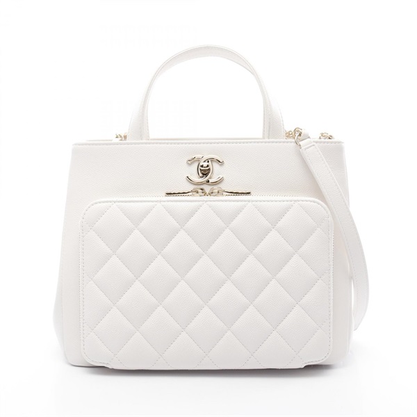 CHANEL Business Affinity Matelasse 2way Shoulder Bag A93750 leather White Used