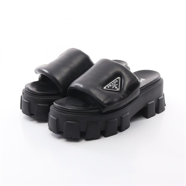 PRADA Monolith Soft Sandals #36.5 1XX661 leather Black Used