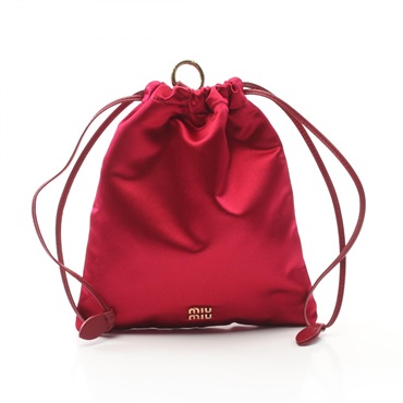 Miu Miu DUCHESSE Pouch drawstring purse bag 5NG010 Fabric Red Women