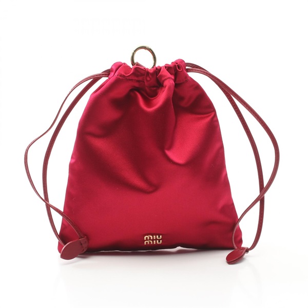 Miu Miu DUCHESSE Pouch drawstring purse bag 5NG010 Fabric Red Women