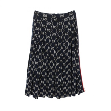 GUCCI GG pattern skirt M size long 552669 cotton Navy Multicolor Used